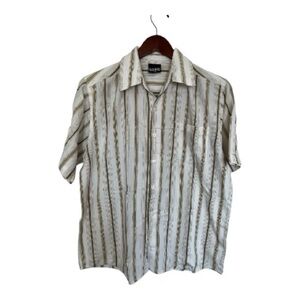 Surf Guru Striped Short Sleeve Button-Up Shirt size medium